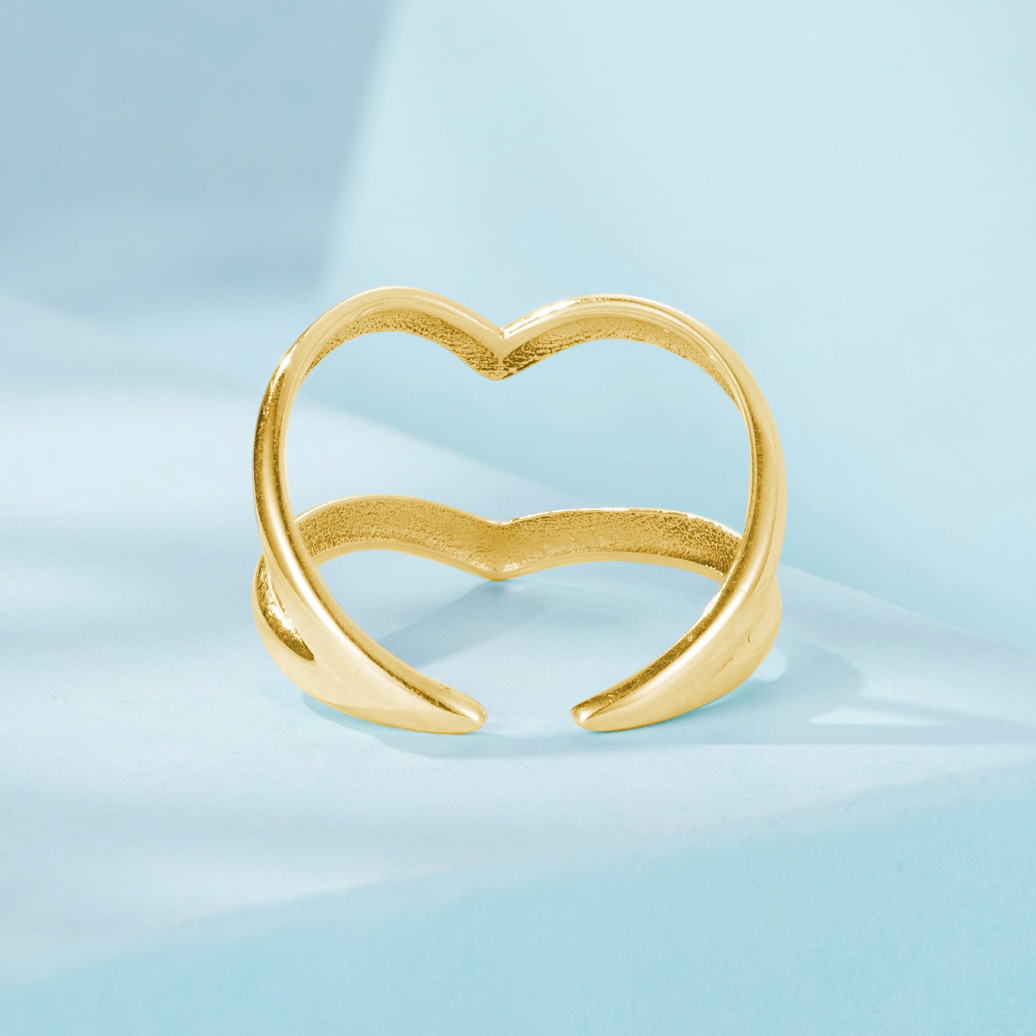 خاتم تصميم مفتوح فضة عيار 925 - مطلي ذهب