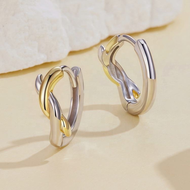 925 silver two-tone (silver and gold) earrings