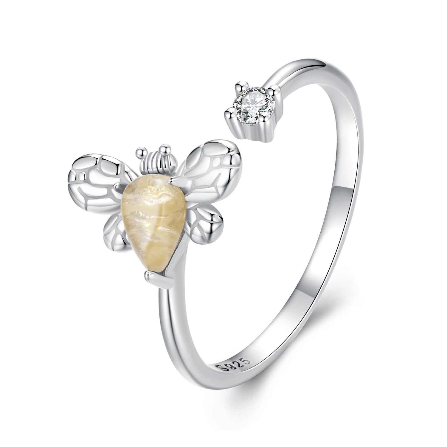 خاتم فضة 925 بتصميم نحلة أنيق