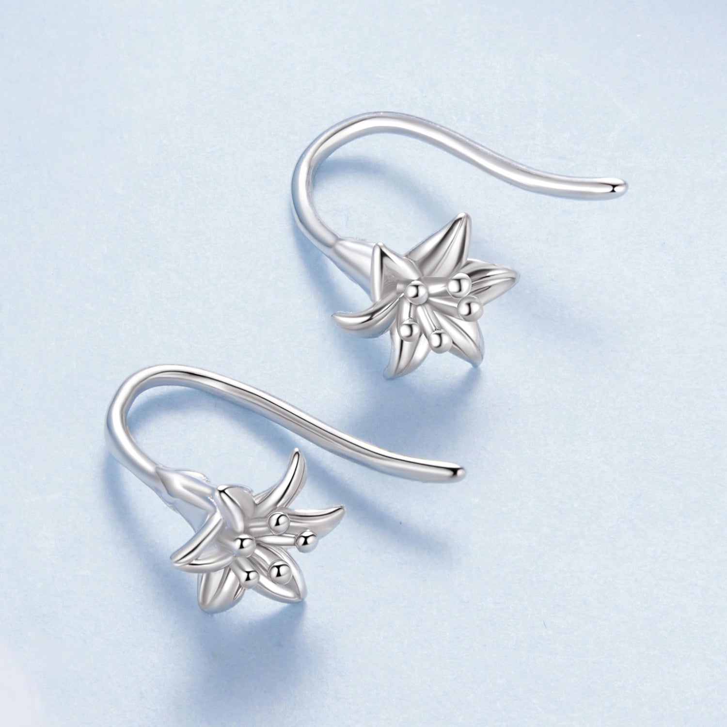 925 Silver Lily Flower Hook Earrings