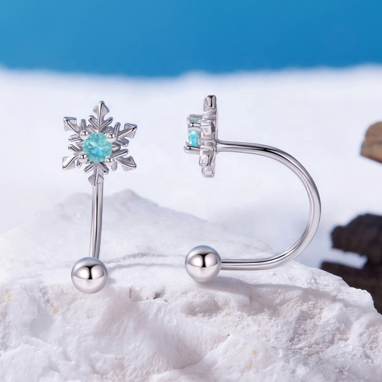 “Blue Snowflake” 925 Silver Earrings