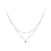 Layered Zircon 925 Silver Necklace