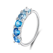 Elegant ring with sparkling blue stones, 925 silver