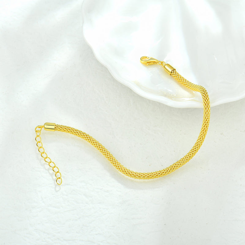 Gold-Plated 925 Silver Mesh Bracelet
