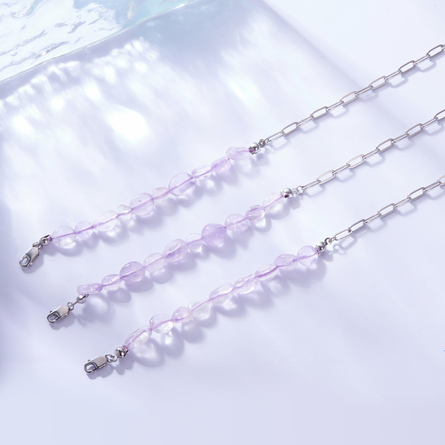 Natural Purple Stone Bracelet with Modern Design – 925 Silver