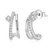 حلق فضة عيار 925 بتصميم منحنى مفتوح