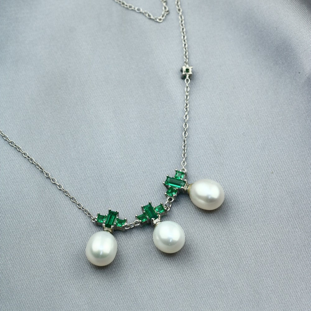 Zircon & Pearl 925 Silver Necklace
