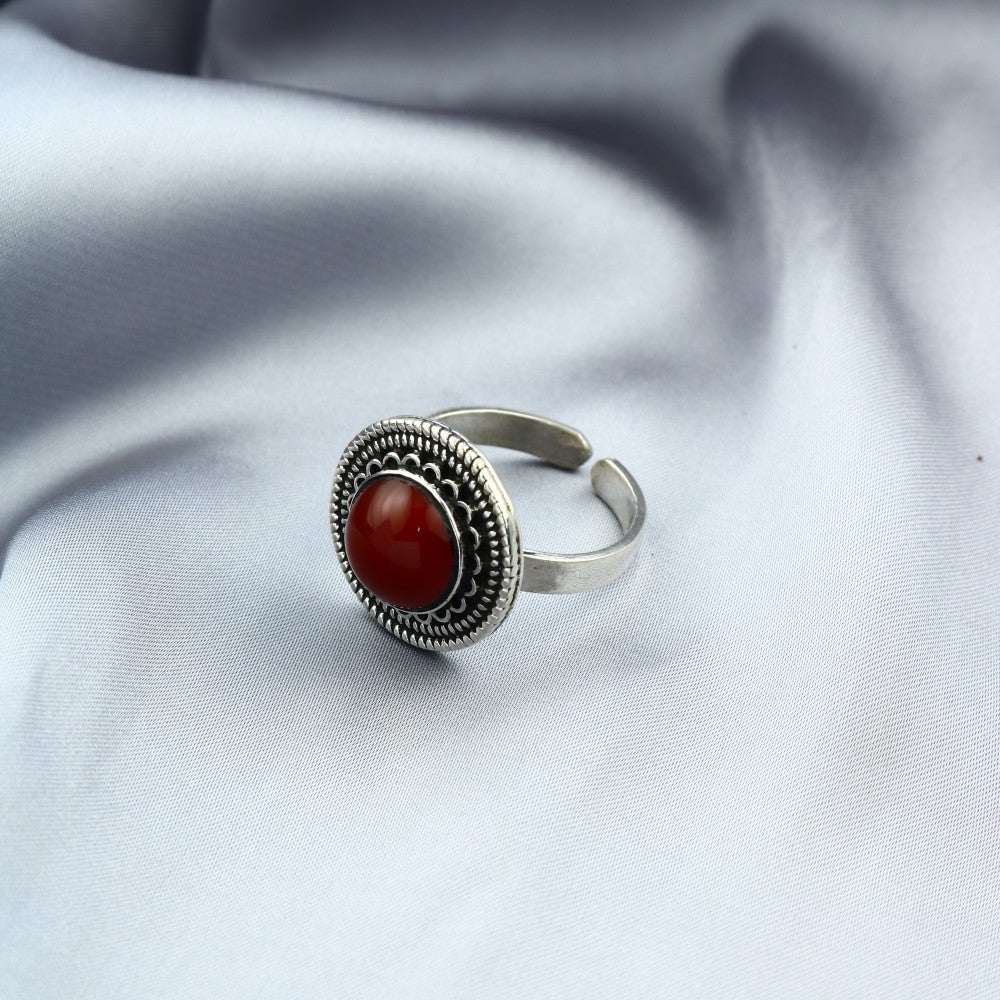 925 Silver Women Ring Crowned with Agate Stone