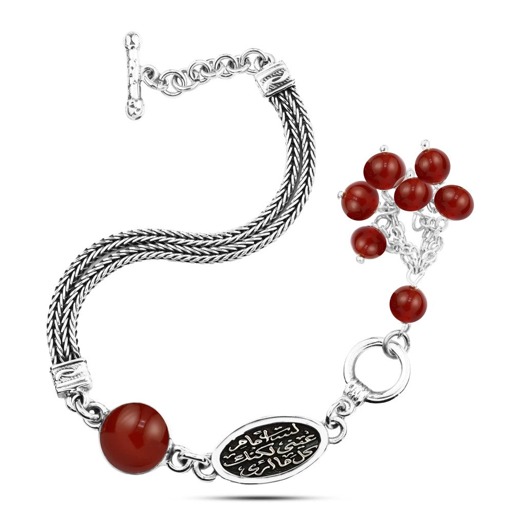 SBA02-L - Egyptian Sterling Silver 925 Bracelet Adorned with Agate Stone (You're not in front of my eyes, but you're all I see)