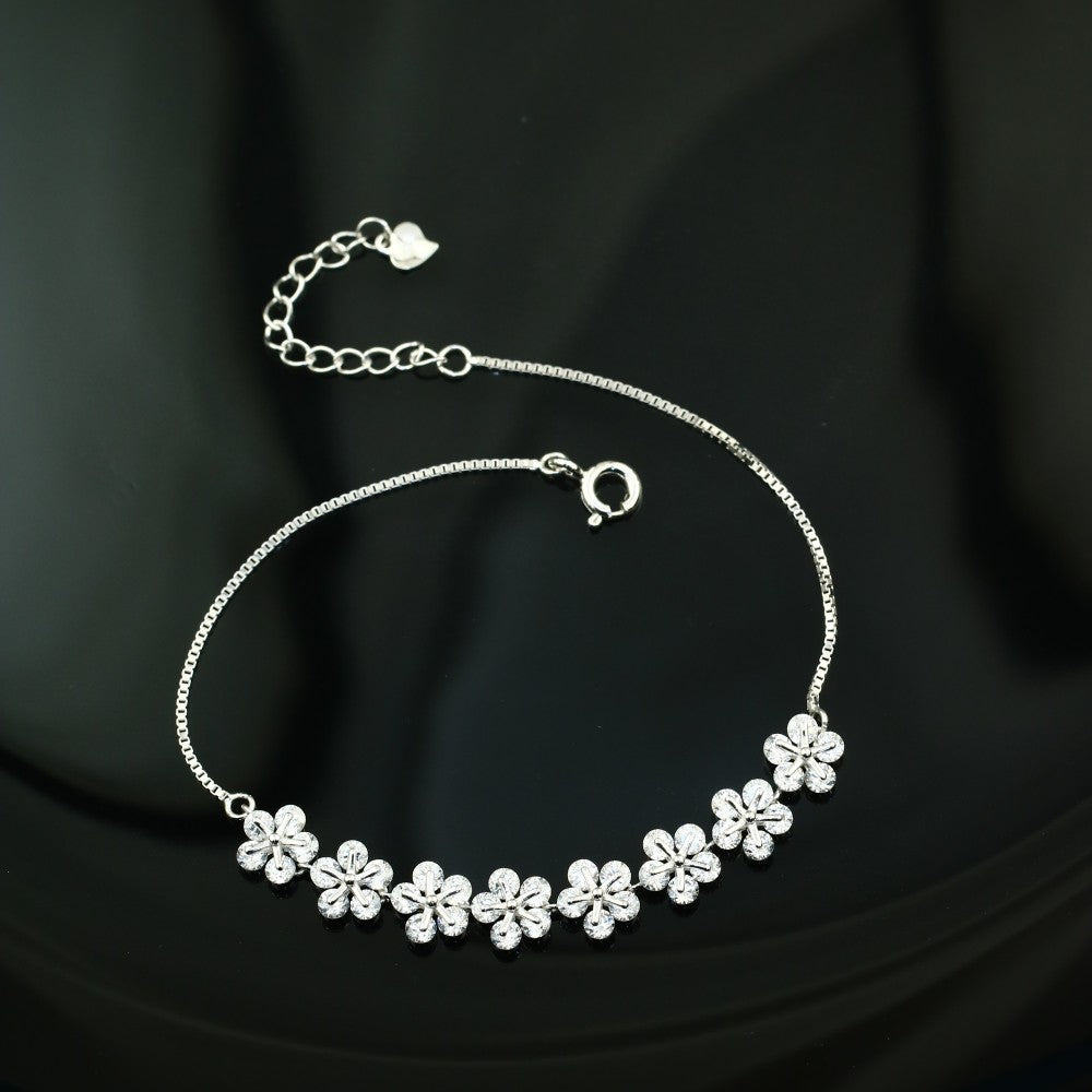 Zircon Flower 925 Silver Bracelet