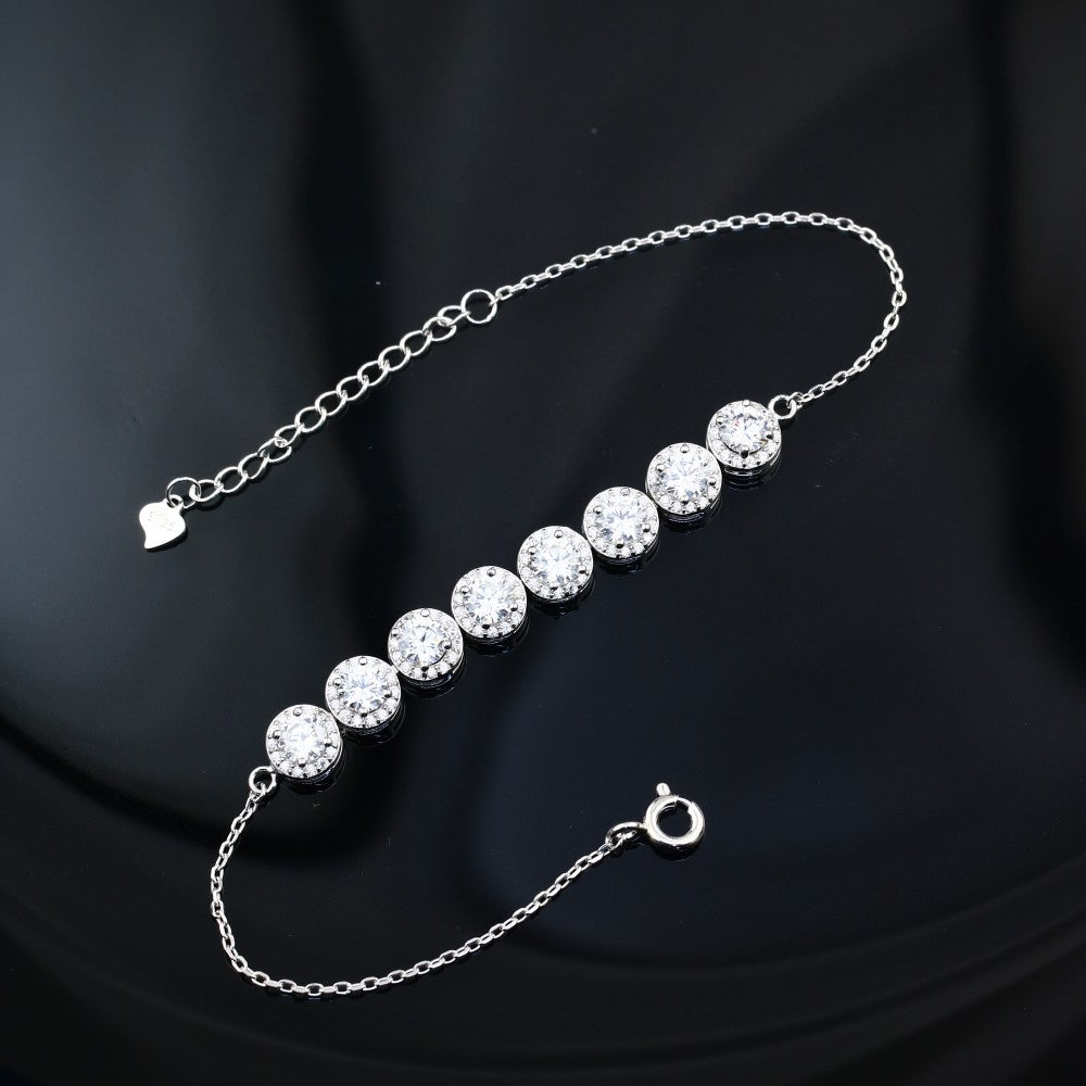 Zircon Circles 925 Silver Bracelet