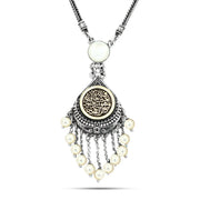 SNP03 - (And Allah is the best protector) Egyptian women's 925 silver necklace, crowned with a pearl and shell stone