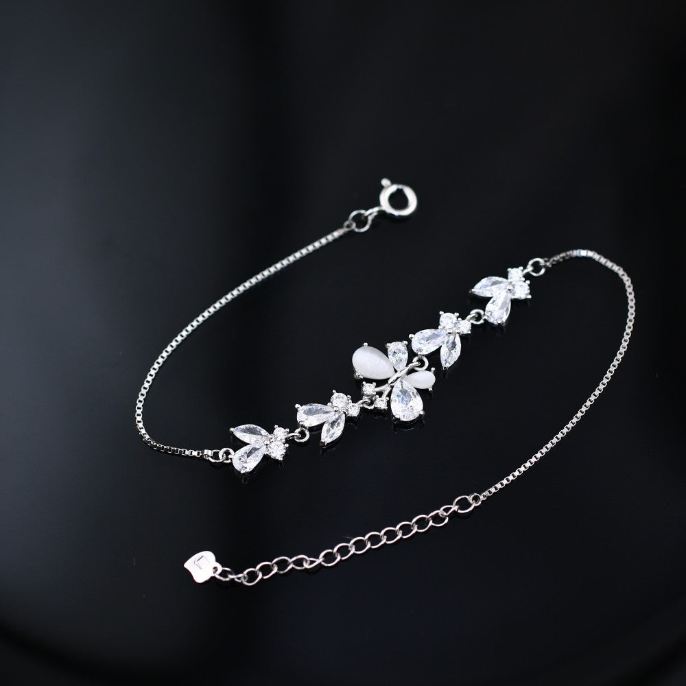 Zircon Butterfly 925 Silver Bracelet