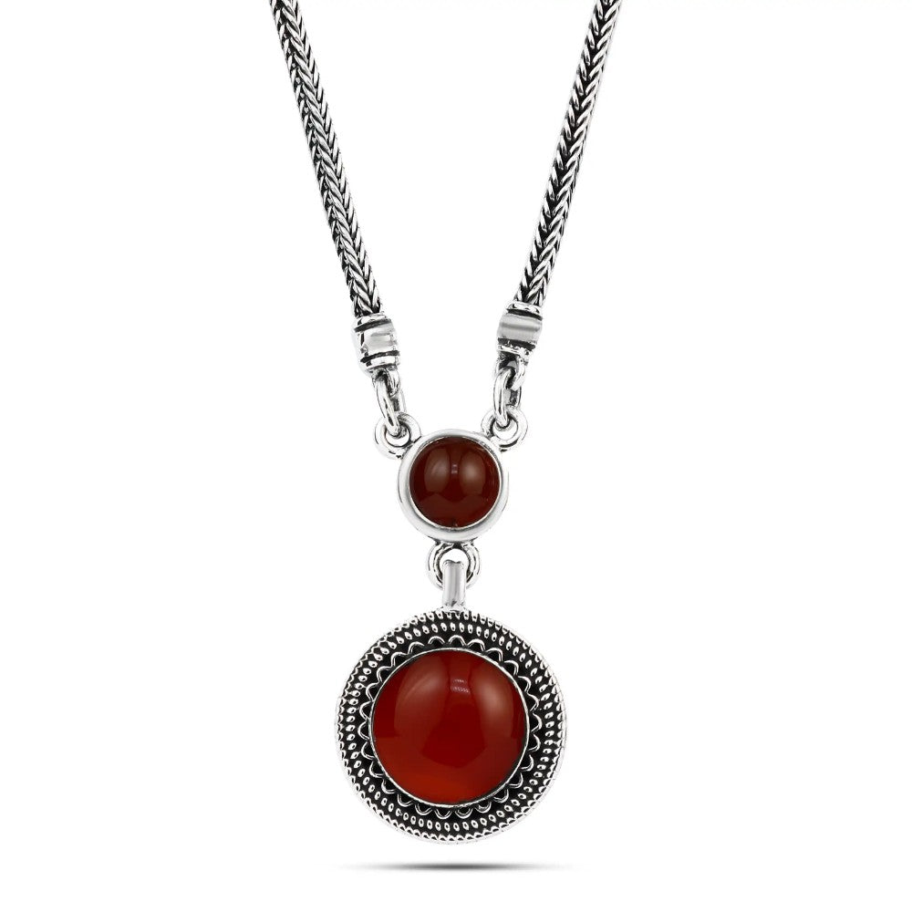 925 Silver Women Necklace Crowned with Agate Stone