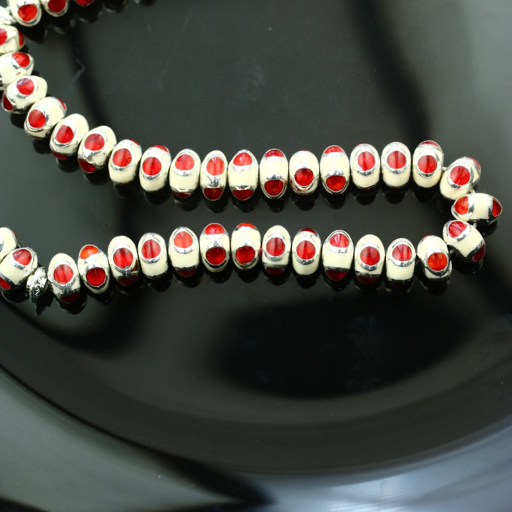 HROS01-S5 - سبحه من اليسر الطبيعي مطعمة بالفضة و الياقوت و العاج , 99حبة