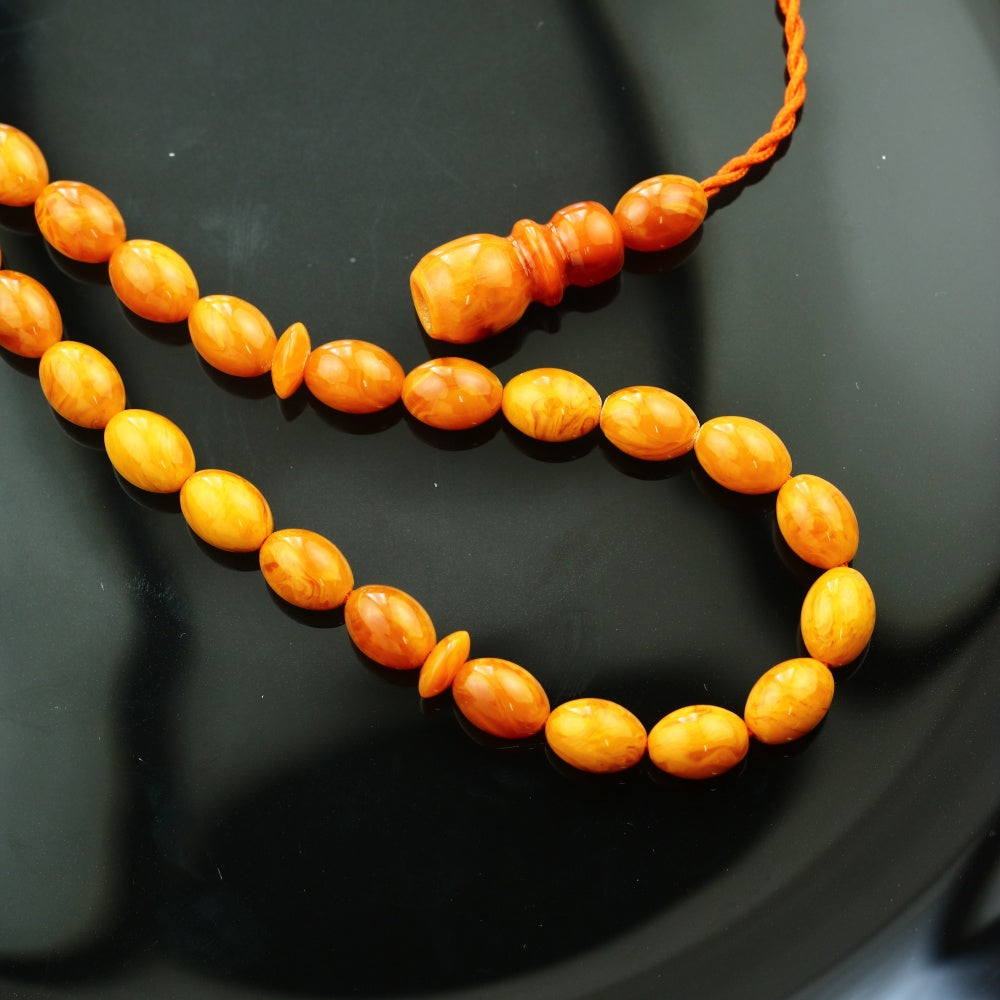 SROS08-K - سبحه تراب كهرمان غامق , 33حبة