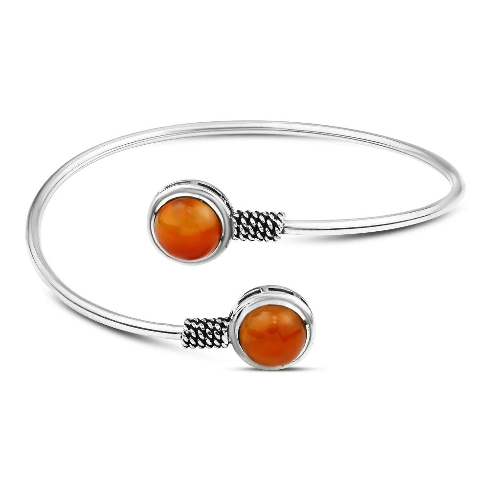 925 Egyptian Silver Bangle Crowned with Agate stone