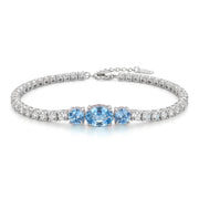 Royal 925 Silver Bracelet with Blue Stone and Sparkling Zircon Stones
