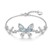 Luxury 925 Silver Butterfly Bracelet with Blue Stone