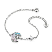 Colorful Crescent Bracelet with Delicate Details in 925 Silver