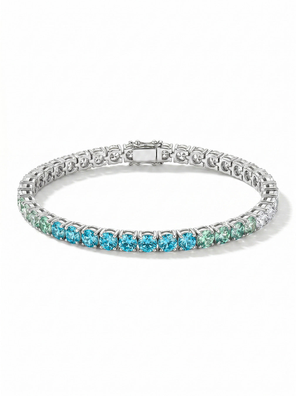  Ocean Ombre Tennis Bracelet -  925 Silver Platinum Plated