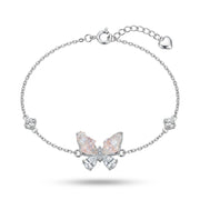925 Silver Pink Butterfly Bracelet