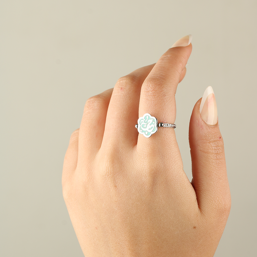 "Love" 925 Silver Green Ring 