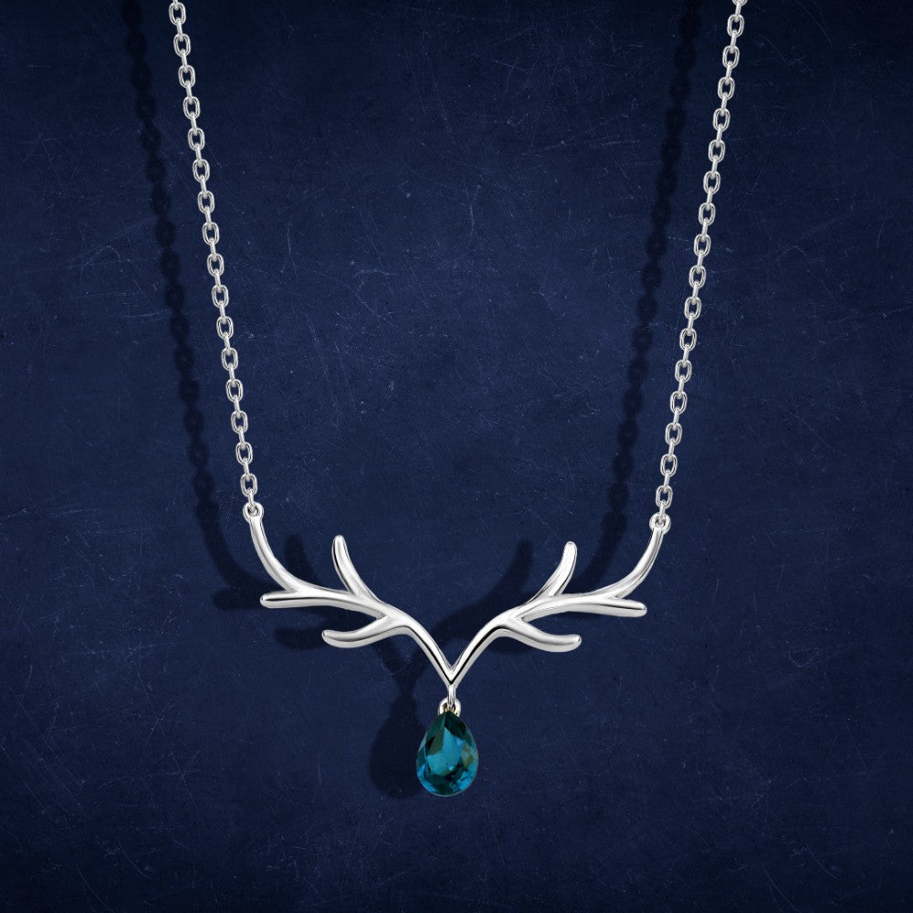 925 Sterling Silver Deer Antler Necklace