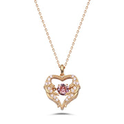 JNRG068 - 925 Sterling Silver Heart and Wing Zircon Necklace