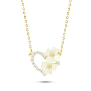 JNW097-G - 925 Sterling Silver Rose-Shaped Heart Necklace