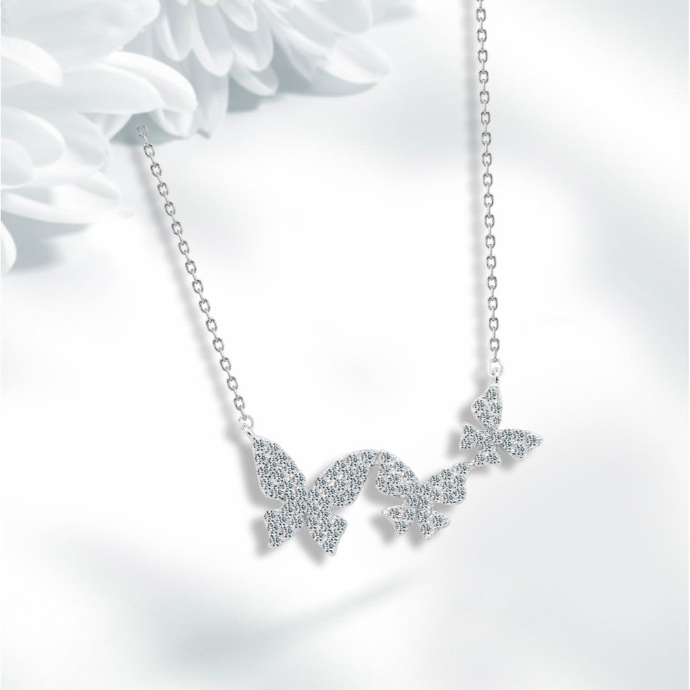 925 Sterling Silver Butterfly Necklace with Zircon
