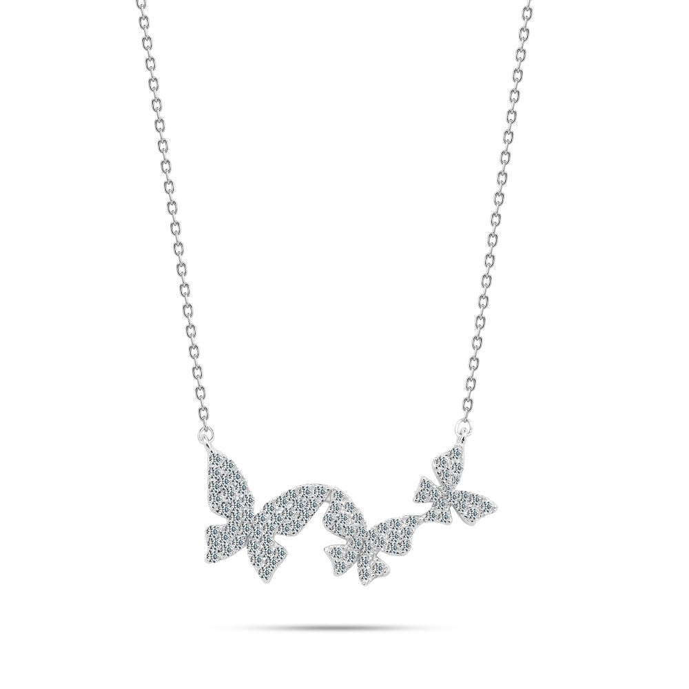 925 Sterling Silver Butterfly Necklace with Zircon