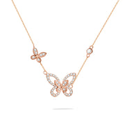 925 sterling silver butterfly-shaped necklace adorned with cubic zirconia