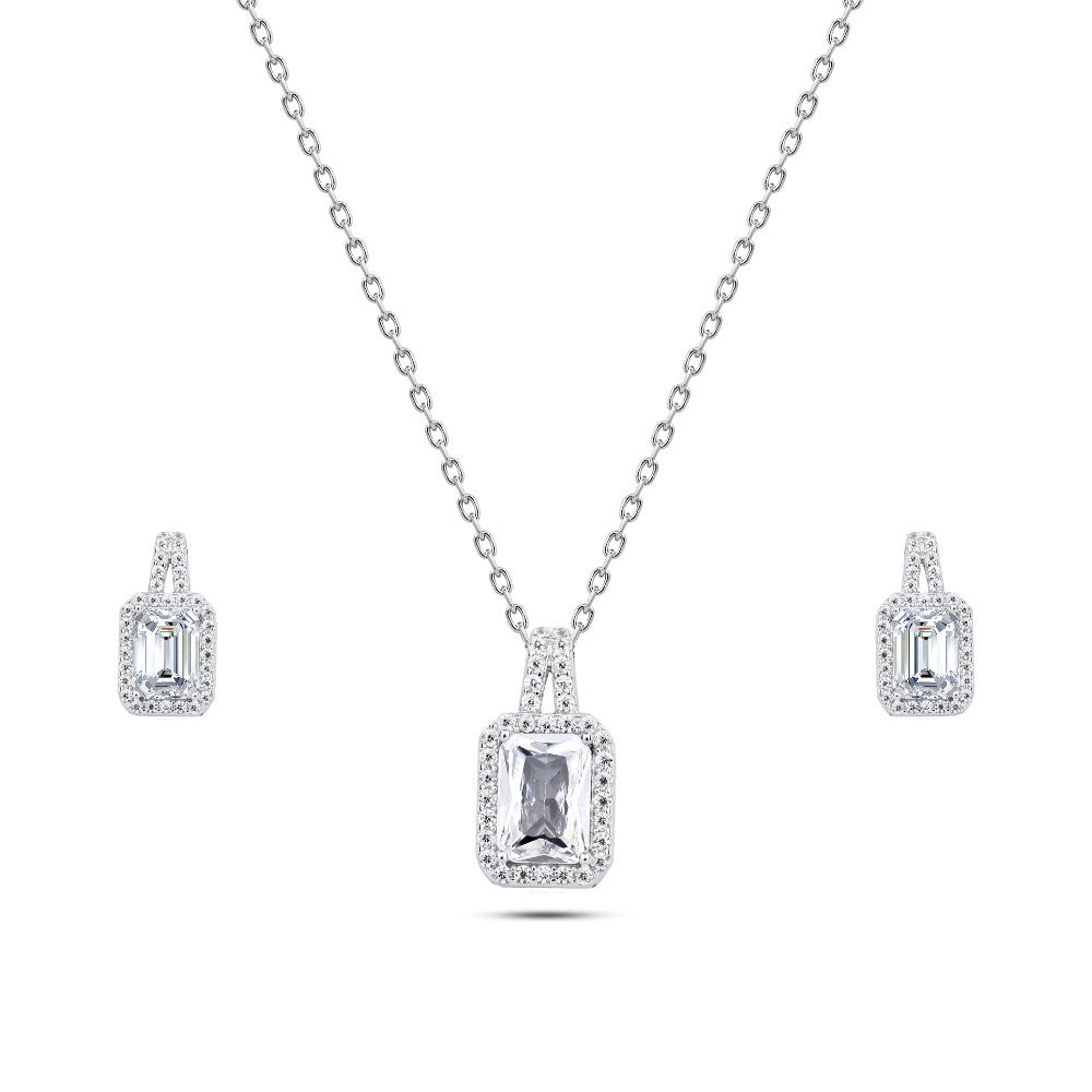 JSET13 - 925 sterling silver set adorned with zircon stones