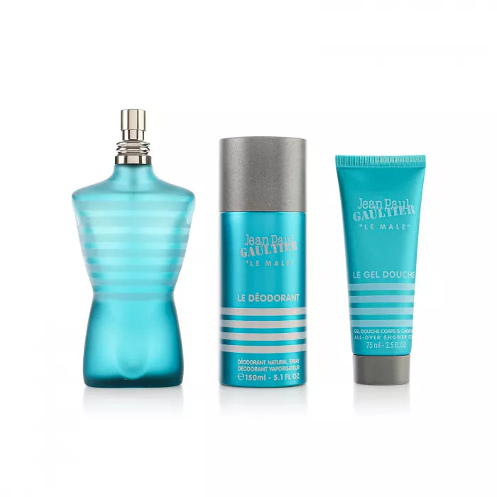 Jean Paul Gaultier Le Male Gift Set for Men – Eau de Toilette + Deodorant Spray + Shower Gel