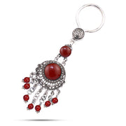 Egyptian silver keychain with agate stone