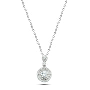 925 Silver Necklace – Circular Halo Design with Brilliant Center Stone