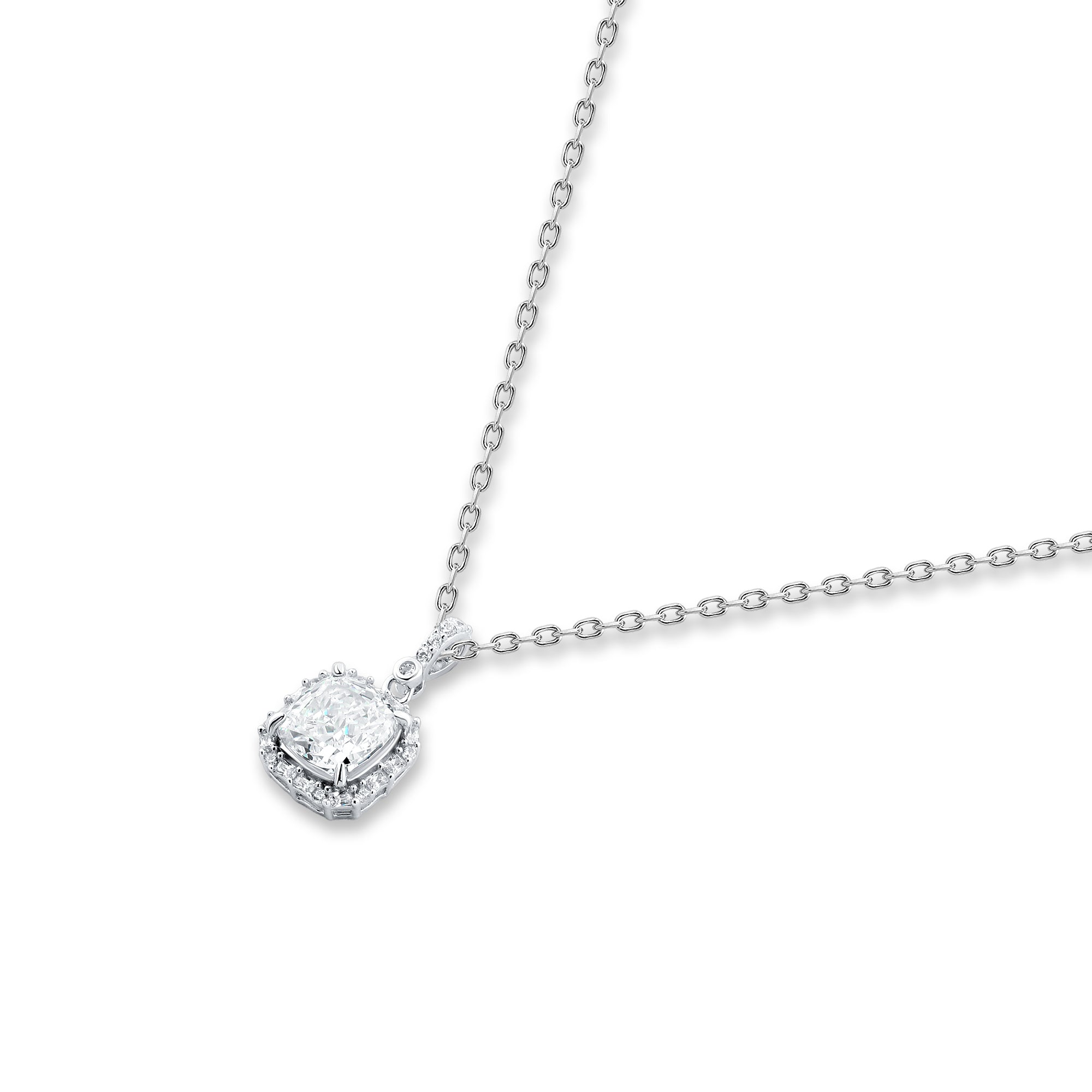 Elegant Sparkling Square Necklace – 925 Silver