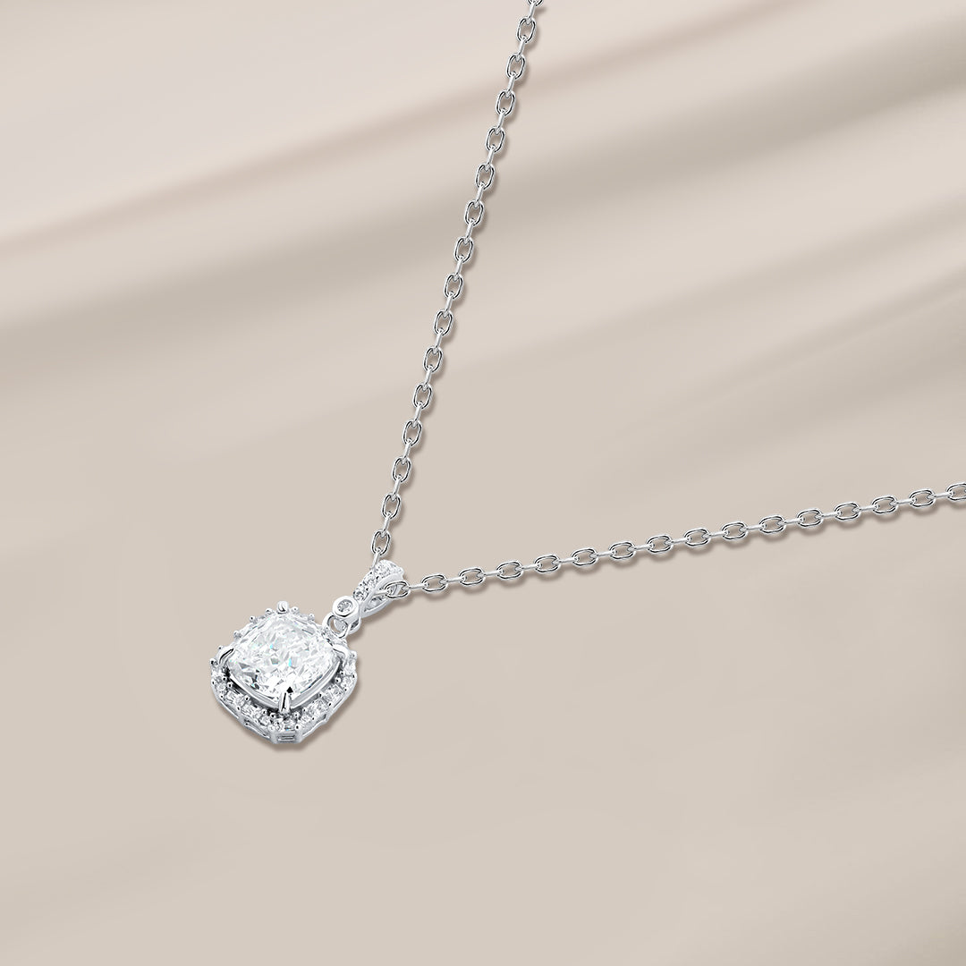 Elegant Sparkling Square Necklace – 925 Silver