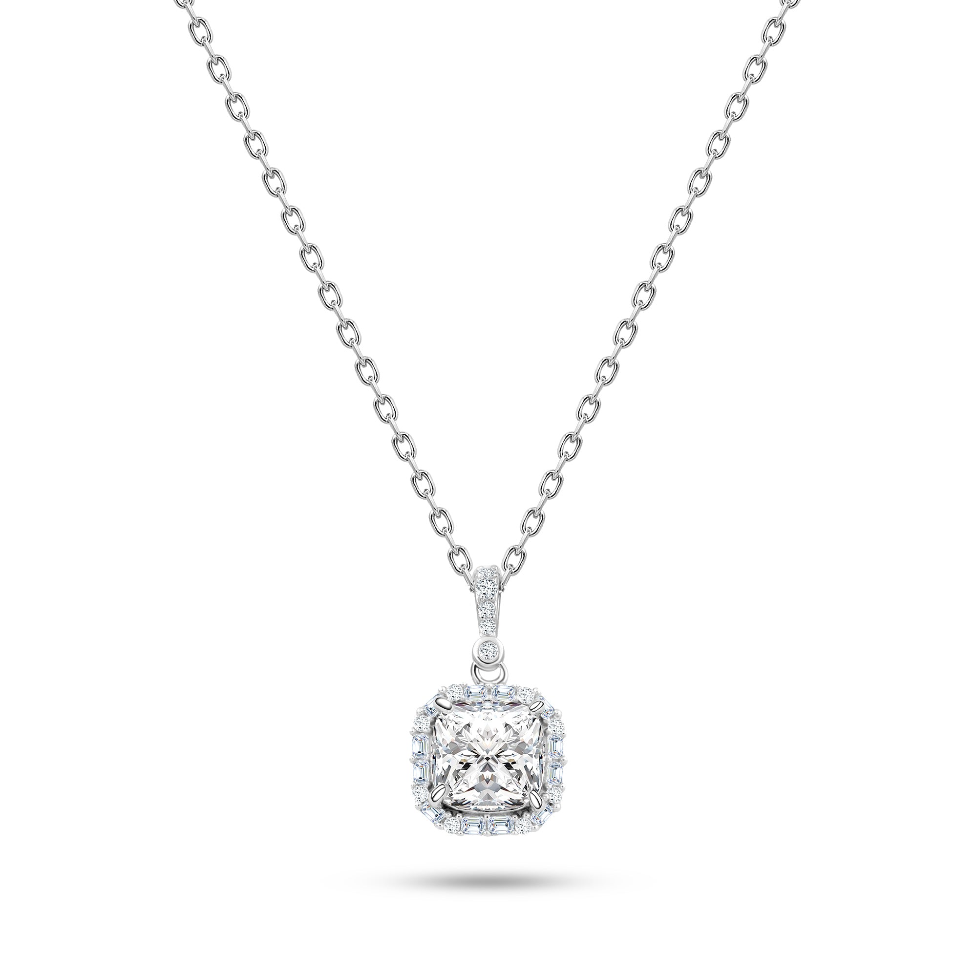 Elegant Sparkling Square Necklace – 925 Silver