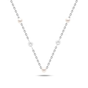 Delicate 925 silver necklace with pearls and sparkling accents