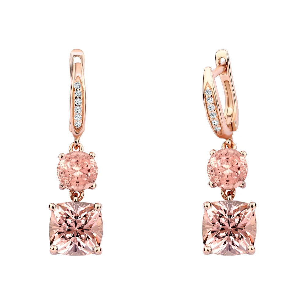 KERG001N - حلق فضة عيار 925 متوج بحجر من المورجانايت