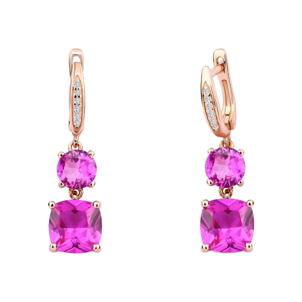 KERG003N - 925 Sterling Silver Earrings Crowned with a Ruby Stone