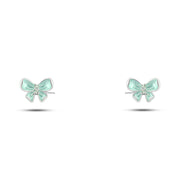 Delicate sparkling sky-blue bow earrings – 925 silver