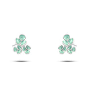 Soft 925 Silver Earrings with Three Turquoise Flowers