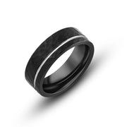 Men's tungsten ring with an elegant silver line in the middle