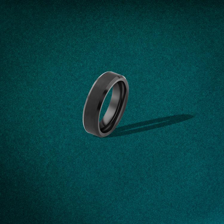 Luxury men’s black tungsten ring with a simple design