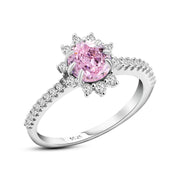 Pink Ice Crushed 925 Silver Ring
