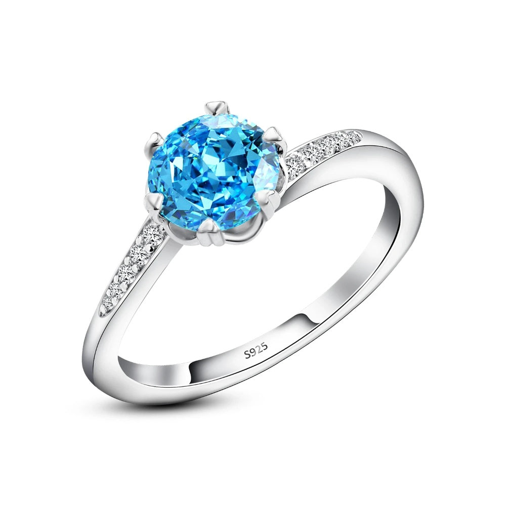 Aquamarine Ice Crushed 925 Silver Ring