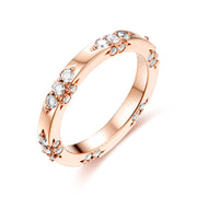 Floral Pavé Ring – 925 Silver with Rose Gold Plating and Sparkling Stones

